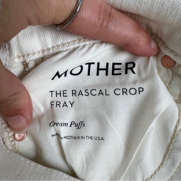 MOTHER | NEW The Rascal Crop Fray Cream Puff Beige Off White High Rise Jeans 24 - Picture 11 of 16